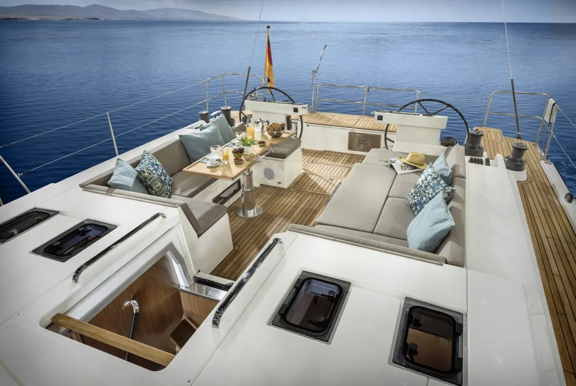 Deck of Bavaria C50, a sailboat at Volos, Greece