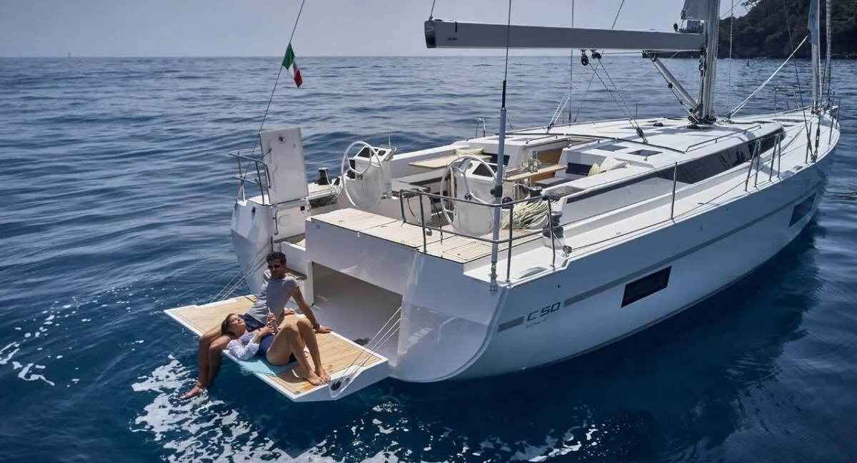Exterior view of Bavaria C50, a sailboat at Volos, Greece