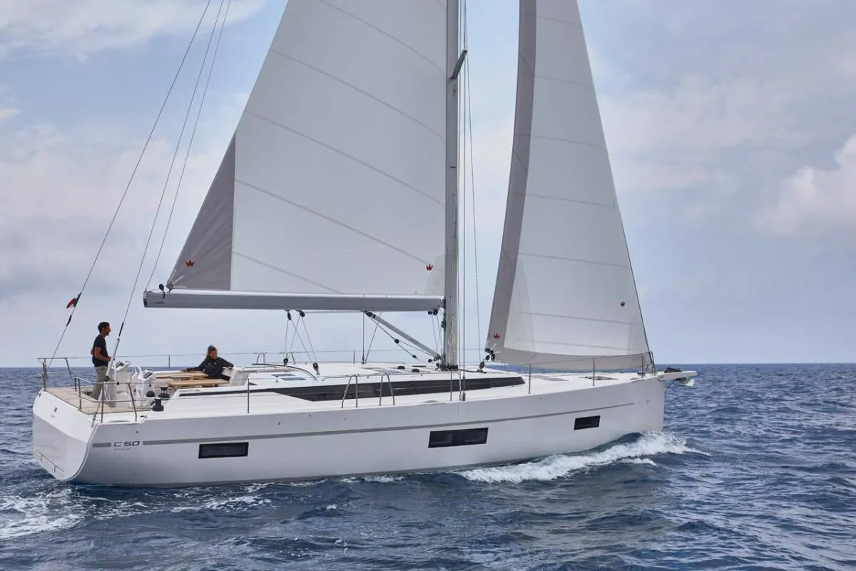 Exterior view of Bavaria C50, a sailboat at Volos, Greece