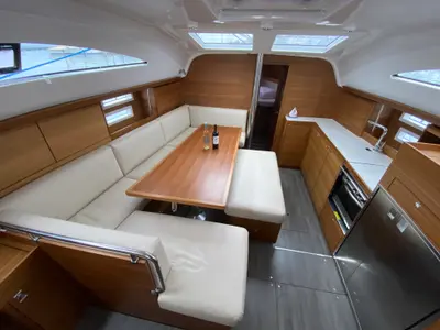 Salon of VIKI, a Elan Impression 45.1 sailboat at Pula, Croatia