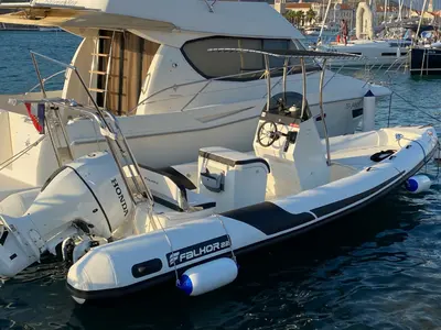 Exterior view of Falkor, a Falkor 22 motorboat at Grad Trogir, Croatia