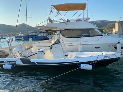 Exterior view of Falkor, a Falkor 22 motorboat at Grad Trogir, Croatia