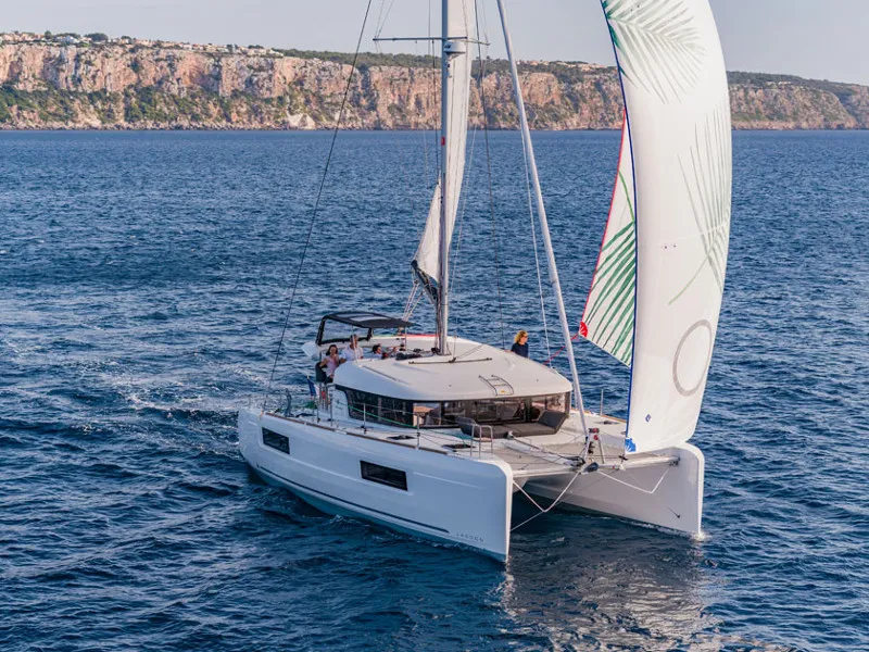 Exterior view of Monarch, a Lagoon 40 catamaran at Primošten, Croatia
