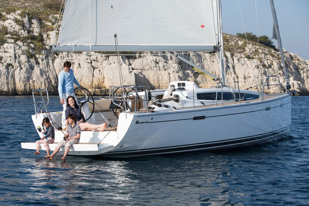 Exterior view of Redshift, a Dehler 38 sailboat at Grad Biograd na Moru, Croatia