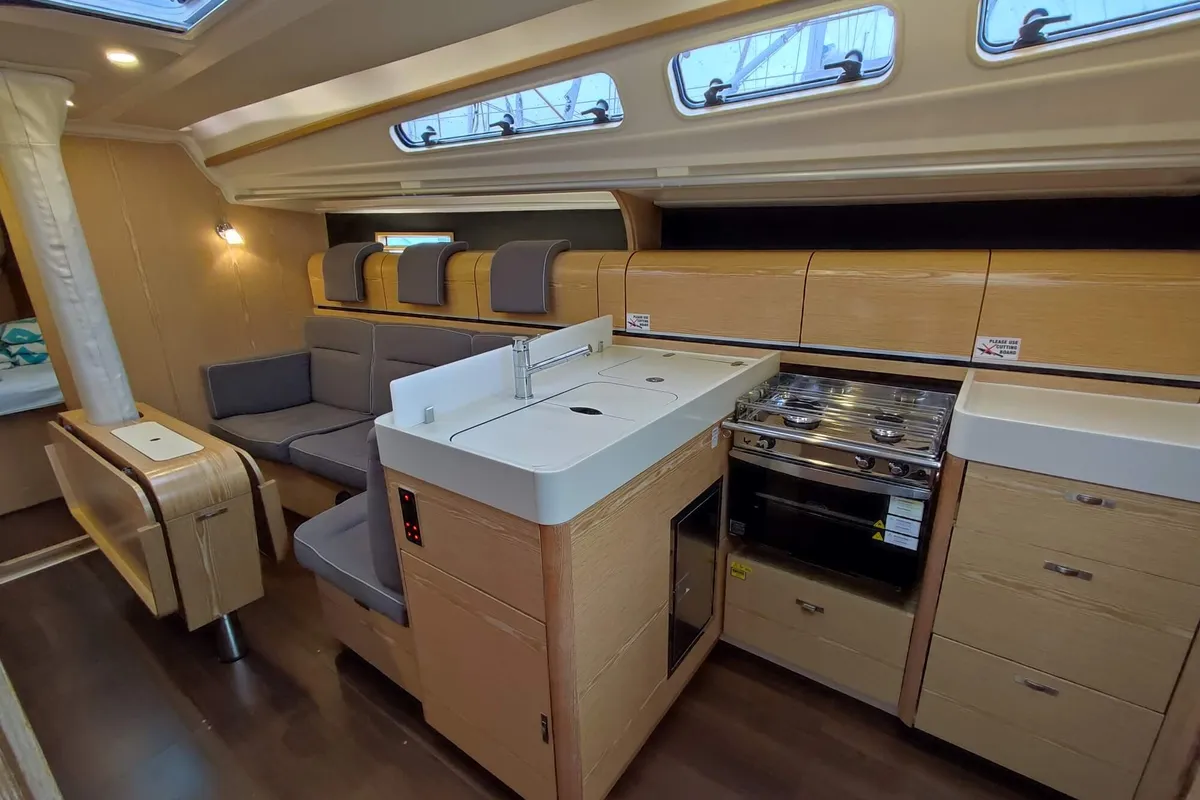 Galley of Redshift, a Dehler 38 sailboat at Biograd na Moru, Croatia