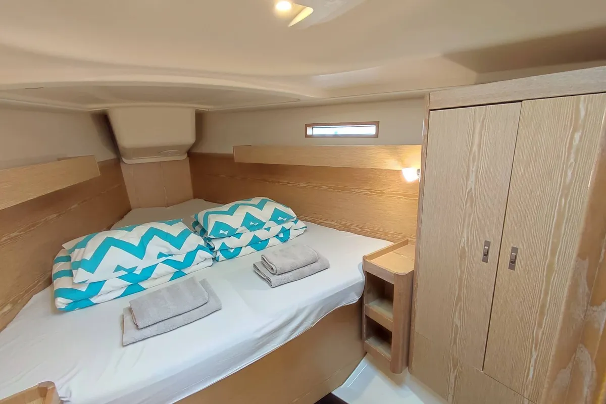 Cabin on Redshift, a Dehler 38 sailboat at Grad Biograd na Moru, Croatia