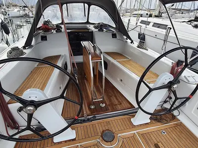 Cockpit of Redshift, a Dehler 38 sailboat at Biograd na Moru, Croatia