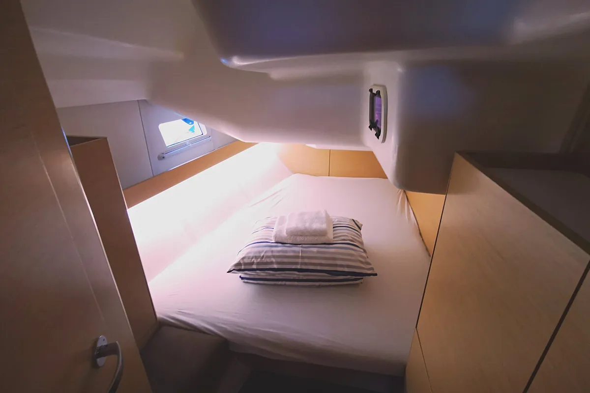 Cabin on Baby Boo, a Elan Impression 45 sailboat at Novi Vinodolski, Croatia