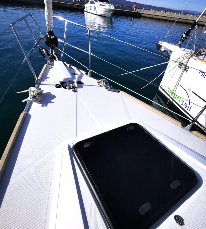 Deck of Baby Boo, a Elan Impression 45 sailboat at Novi Vinodolski, Croatia