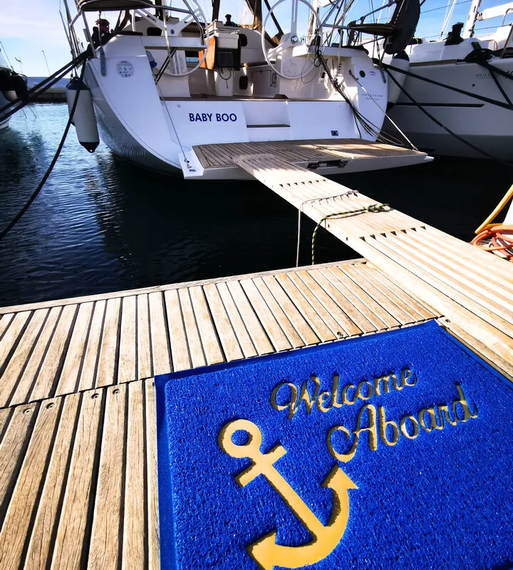 Exterior view of Baby Boo, a Elan Impression 45 sailboat at Novi Vinodolski, Croatia