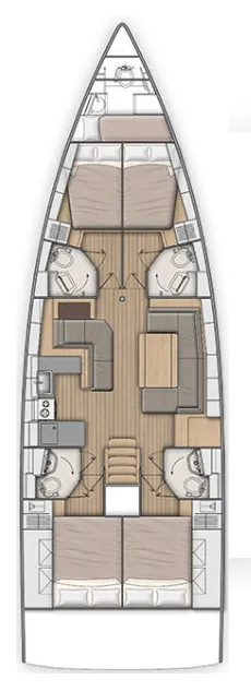 Floor plan of Myrdia, a Beneteau Oceanis 51.1 sailboat at Athens, Greece