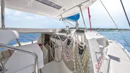 Cockpit of Sunsail 404 Classic, a Leopard 40 catamaran at Uturoa, France