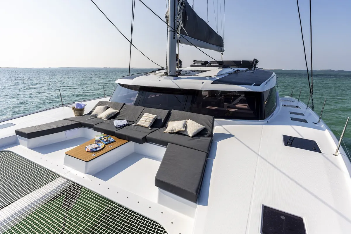 Panthours, a Fountaine Pajot Aura 51 catamaran at Ventimiglia, Italy