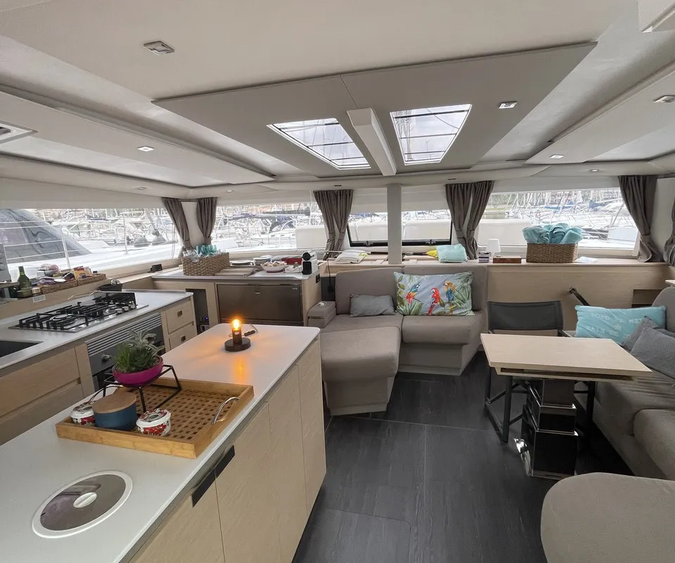 Panthours, a Fountaine Pajot Aura 51 catamaran at Ventimiglia, Italy