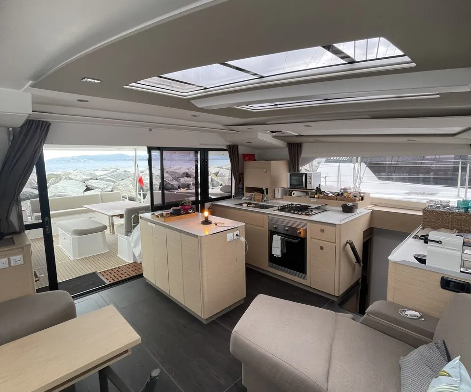 Panthours, a Fountaine Pajot Aura 51 catamaran at Ventimiglia, Italy