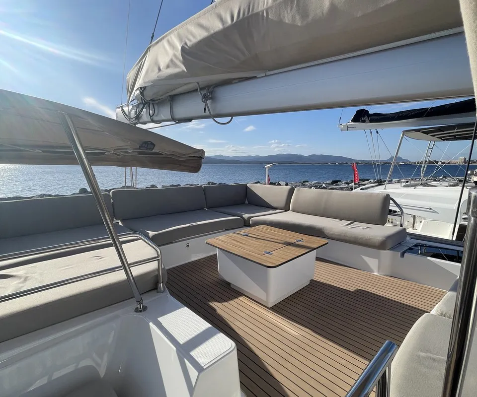 Panthours, a Fountaine Pajot Aura 51 catamaran at Ventimiglia, Italy