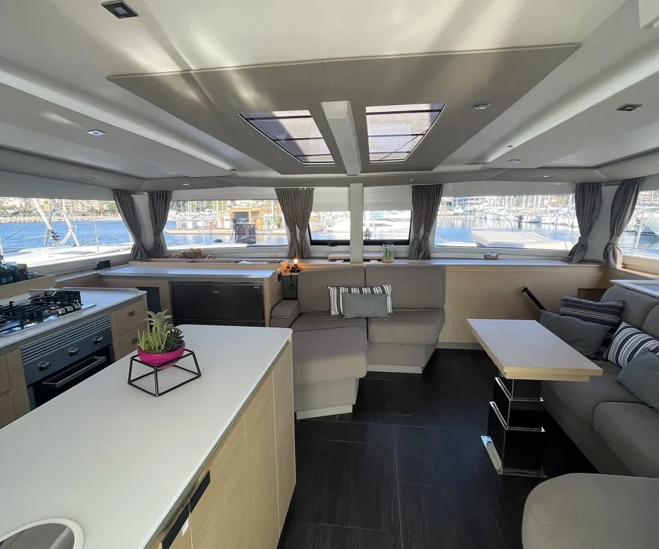 Panthours, a Fountaine Pajot Aura 51 catamaran at Ventimiglia, Italy