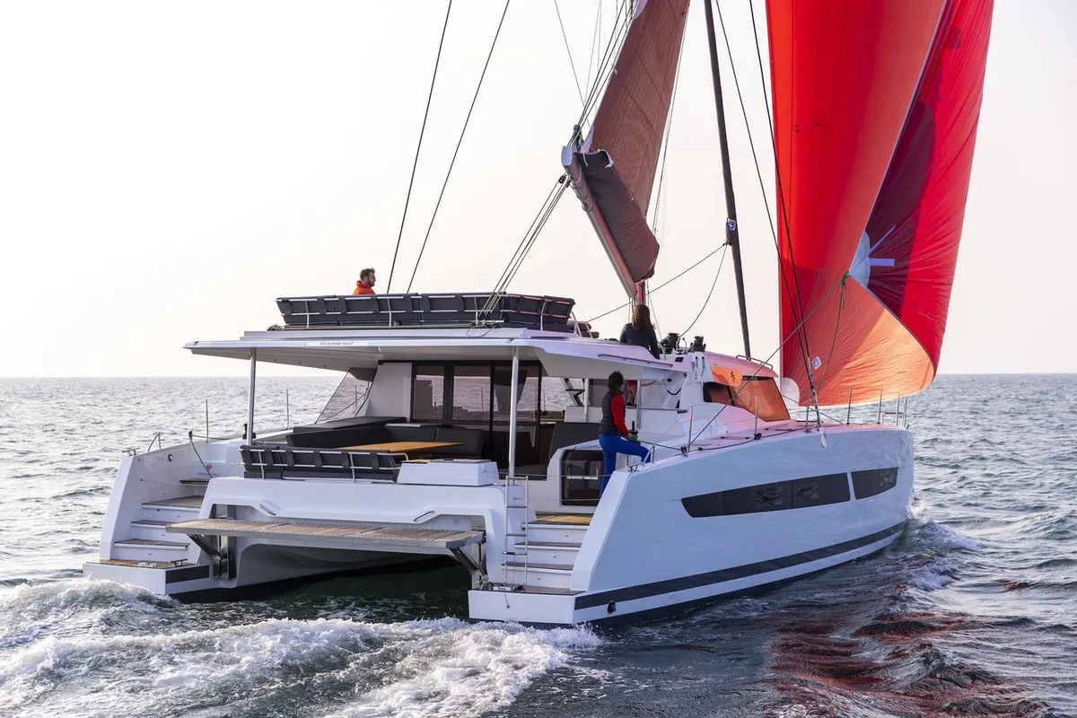 Panthours, a Fountaine Pajot Aura 51 catamaran at Ventimiglia, Italy