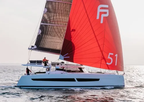 Panthours, a Fountaine Pajot Aura 51 catamaran at Ventimiglia, Italy