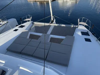 Panthours, a Fountaine Pajot Aura 51 catamaran at Ventimiglia, Italy