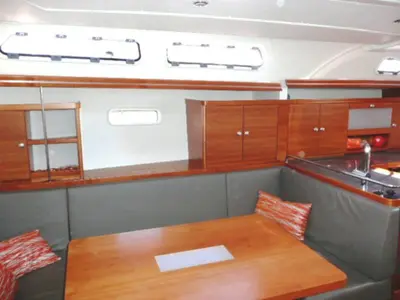 Salon of Divine Caroline, a Hanse 430e sailboat at Altefähr, Germany