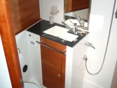 Cabin on Divine Caroline, a Hanse 430e sailboat at Altefähr, Germany