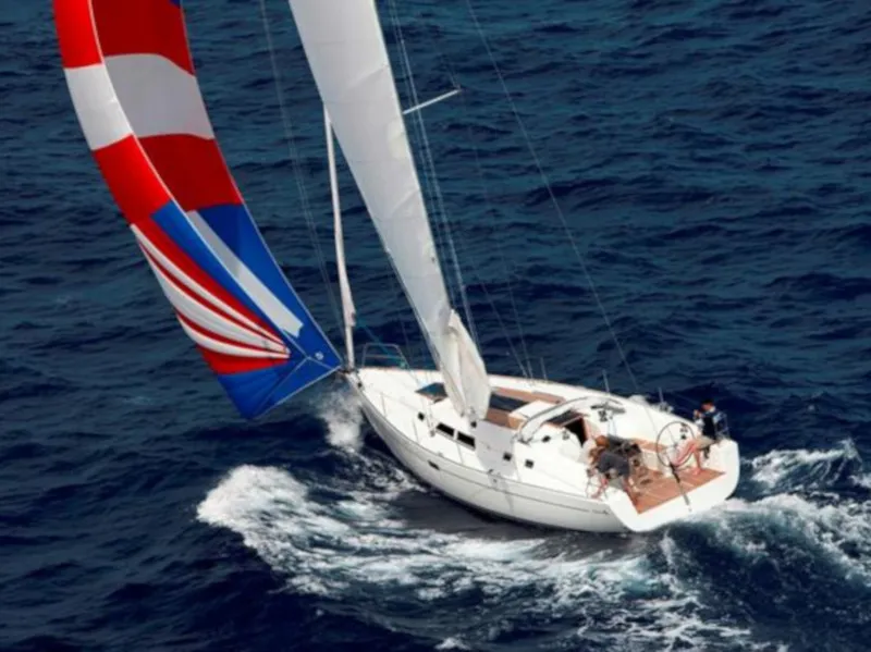 Exterior view of Divine Caroline, a Hanse 430e sailboat at Altefähr, Germany