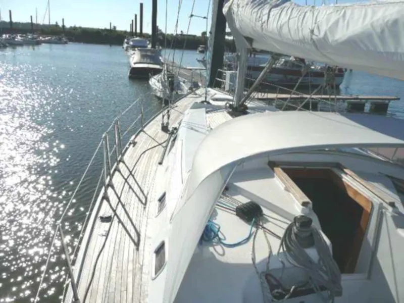 Exterior view of Divine Caroline, a Hanse 430e sailboat at Altefähr, Germany