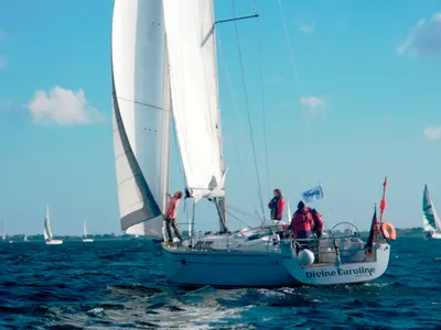 Deck of Divine Caroline, a Hanse 430e sailboat at Altefähr, Germany