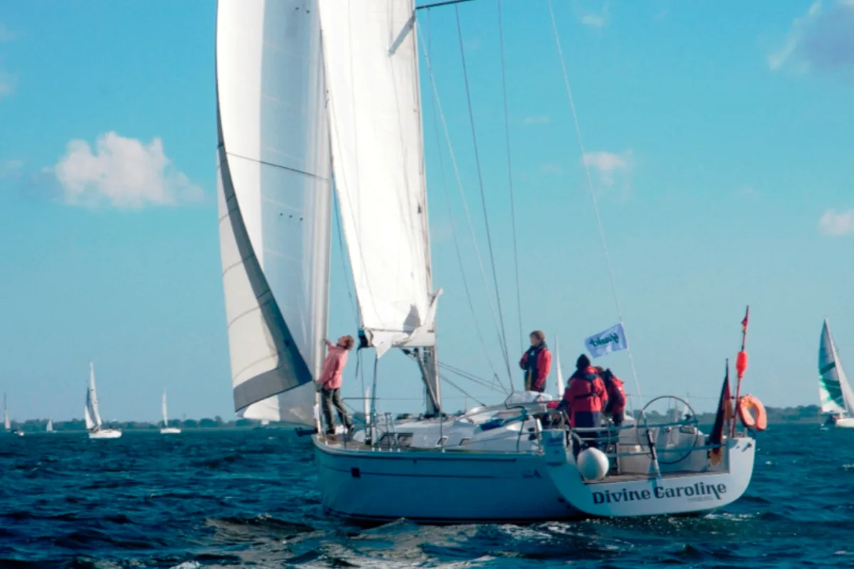 Deck of Divine Caroline, a Hanse 430e sailboat at Altefähr, Germany