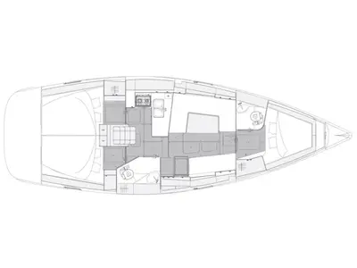 Floor plan of Negroni, a Elan Impression 40.1 sailboat at San Miguel de Abona, Spain