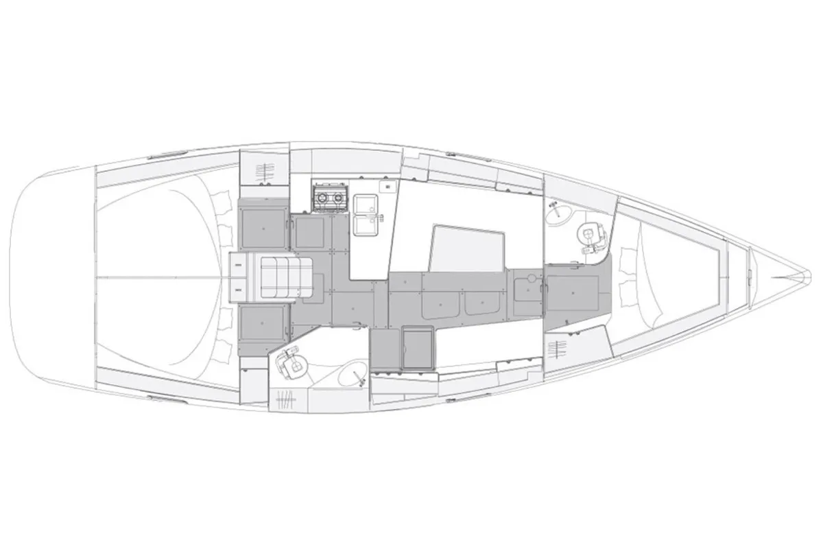 Floor plan of Negroni, a Elan Impression 40.1 sailboat at San Miguel de Abona, Spain