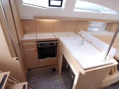 Galley of Desideria, a Elan Impression 40 sailboat at Punat, Croatia