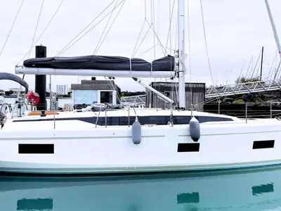 Exterior view of Babe, a Bavaria C38 sailboat at La Rochelle, France