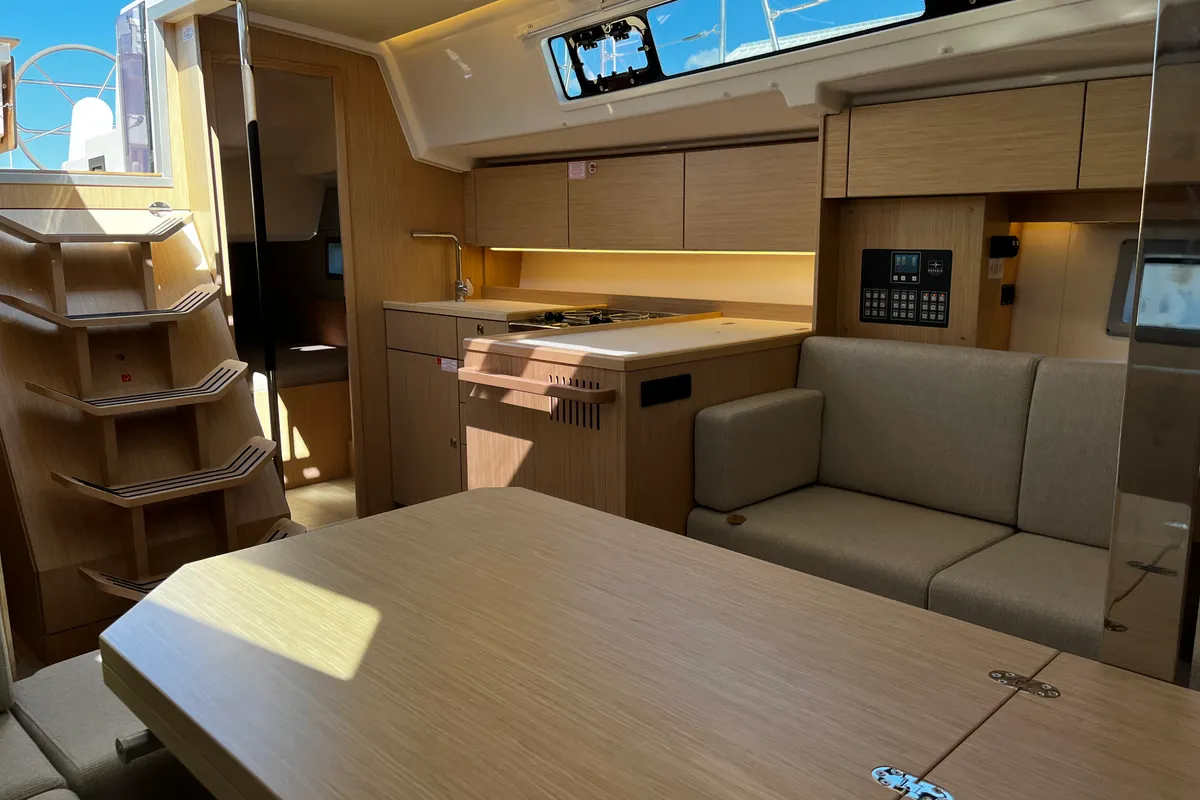 Salon of Babe, a Bavaria C38 sailboat at La Rochelle, France