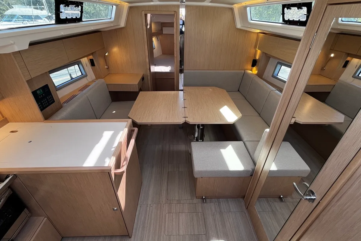 Salon of Babe, a Bavaria C38 sailboat at La Rochelle, France