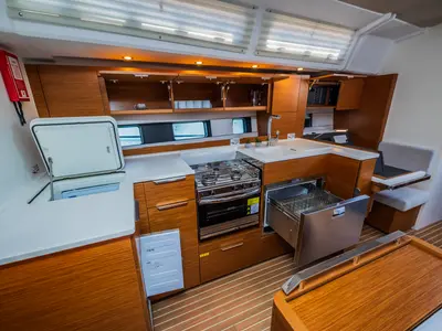 Galley of Whistler, a Hanse 460 sailboat at Seget Donji, Croatia