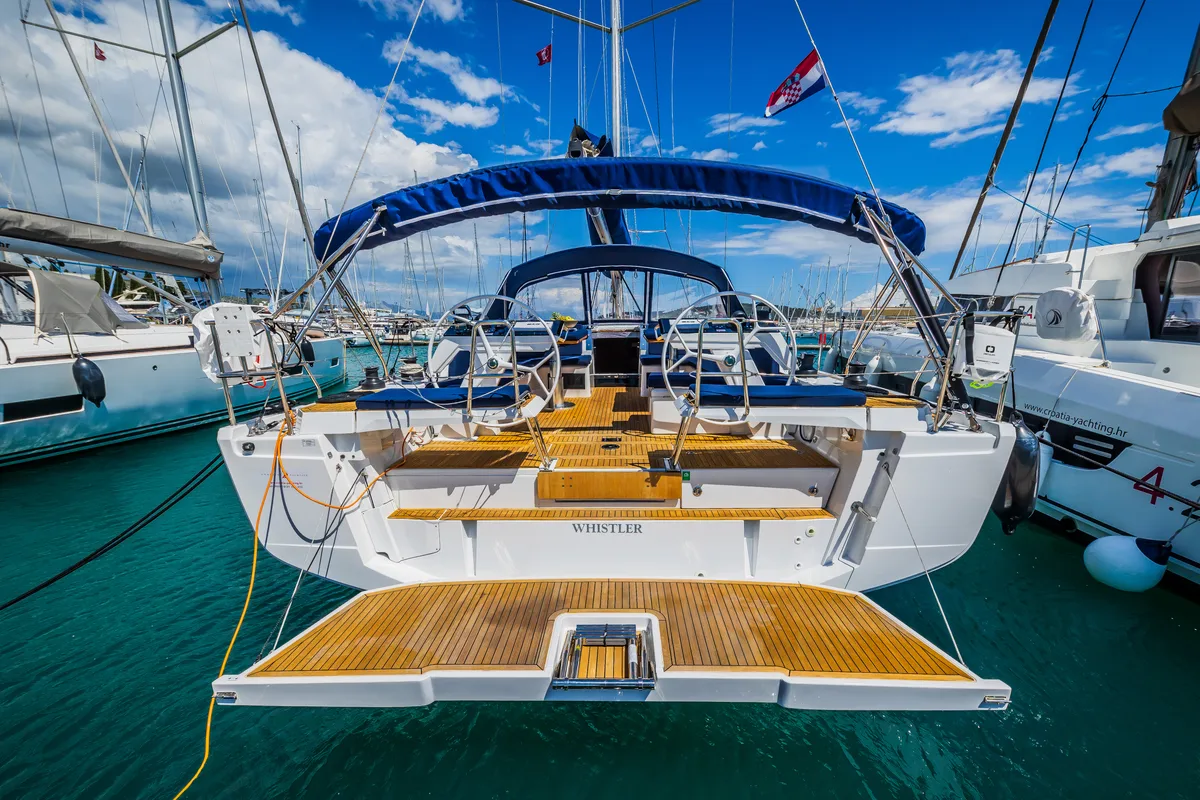 Exterior view of Whistler, a Hanse 460 sailboat at Seget Donji, Croatia