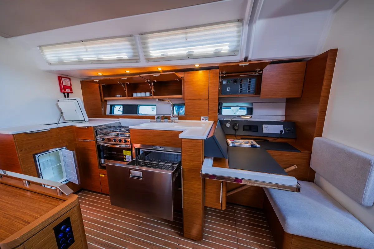 Galley of Whistler, a Hanse 460 sailboat at Seget Donji, Croatia