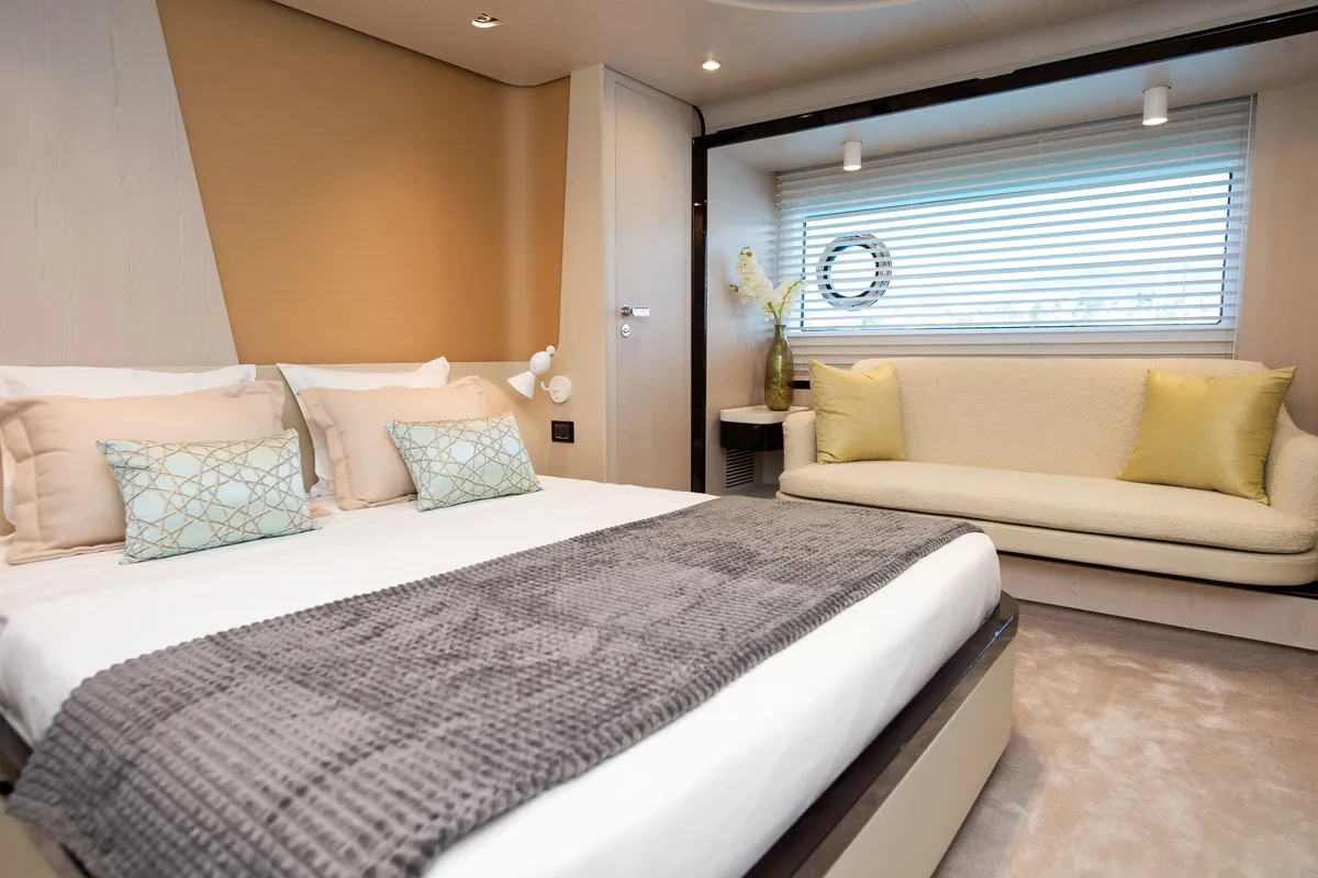 Cabin on PREWI, a Azimut 78 Fly motor yacht at Grad Šibenik, Croatia