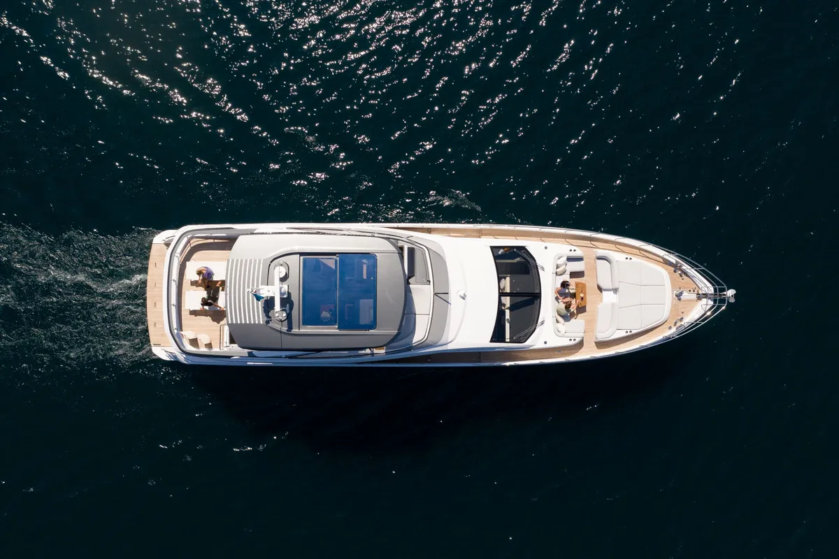 Exterior view of PREWI, a Azimut 78 Fly motor yacht at Grad Šibenik, Croatia