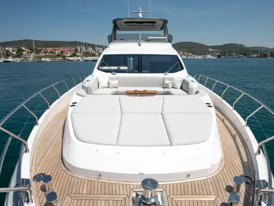 Deck of PREWI, a Azimut 78 Fly motor yacht at Grad Šibenik, Croatia