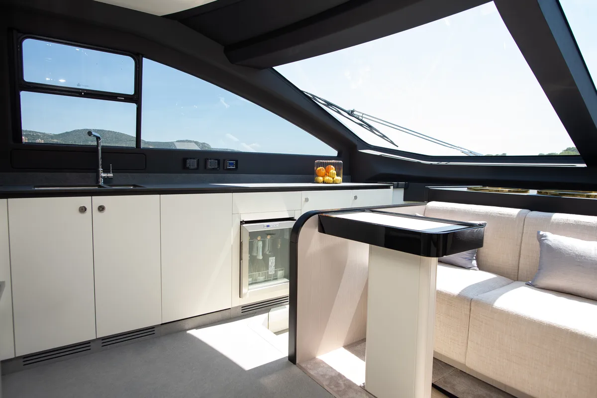 Galley of PREWI, a Azimut 78 Fly motor yacht at Grad Šibenik, Croatia