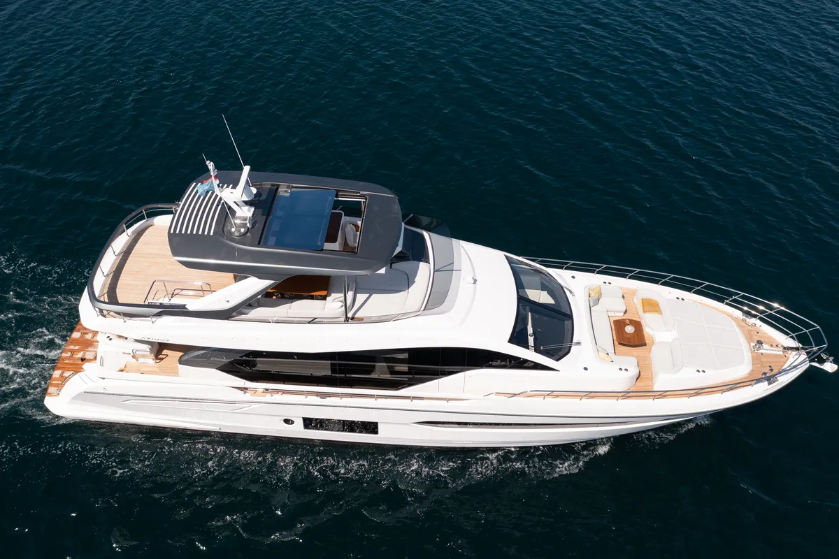 Exterior view of PREWI, a Azimut 78 Fly motor yacht at Grad Šibenik, Croatia