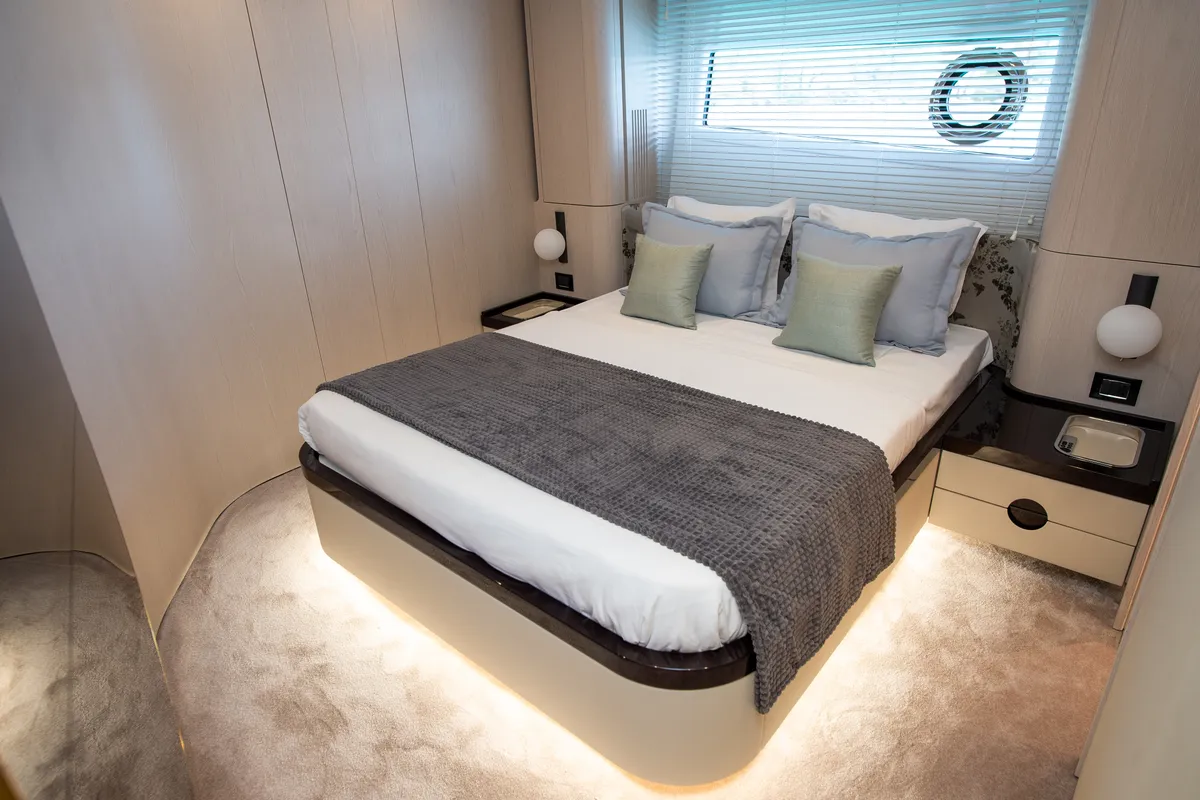 Cabin on PREWI, a Azimut 78 Fly motor yacht at Grad Šibenik, Croatia