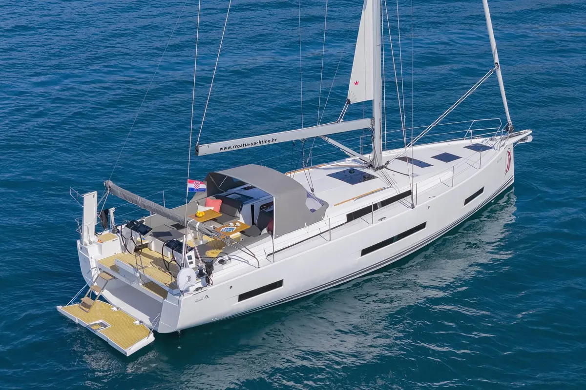 Exterior view of Illusion, a Hanse 510 sailboat at Općina Sukošan, Croatia