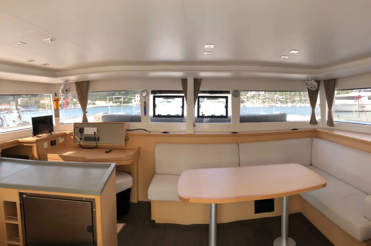 Salon of Aristofanis, a Lagoon 450 F catamaran at Municipal Unit of Lefkada, Greece