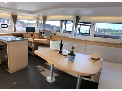 Salon of Aristofanis, a Lagoon 450 F catamaran at Municipal Unit of Lefkada, Greece