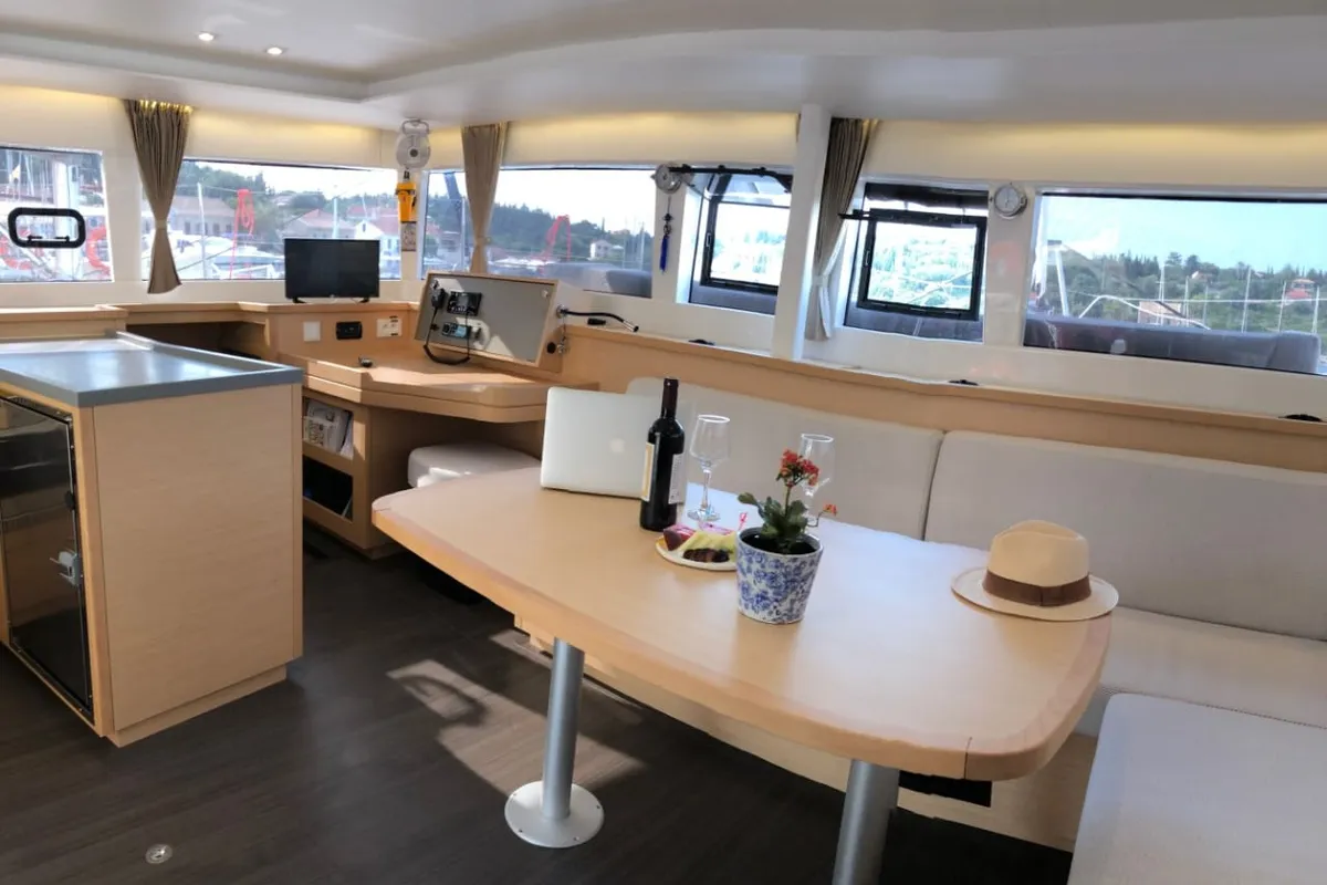 Salon of Aristofanis, a Lagoon 450 F catamaran at Municipal Unit of Lefkada, Greece