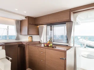 Galley of Myrto, a Lagoon 450 Fly catamaran at Preveza, Greece